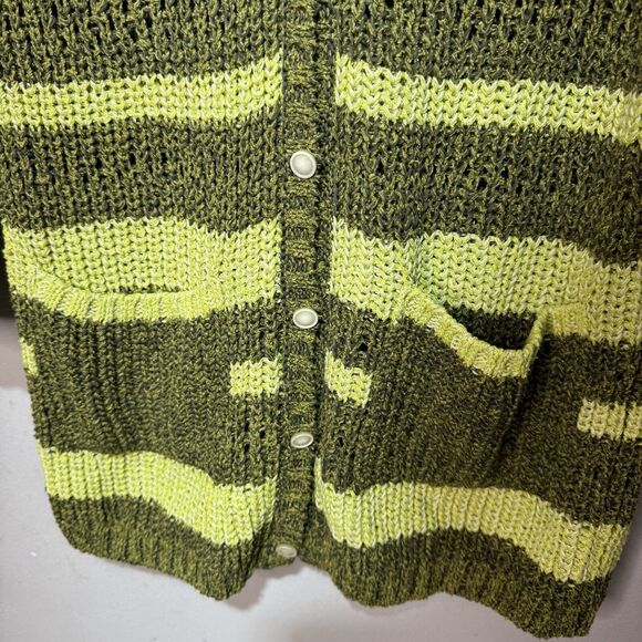 Pôles Maison Montagut Knit Cardigan Sweater Women’s Size Small Green Striped - Picture 3 of 8
